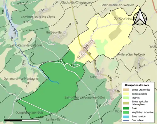 Carte en couleurs présentant l'occupation des sols.