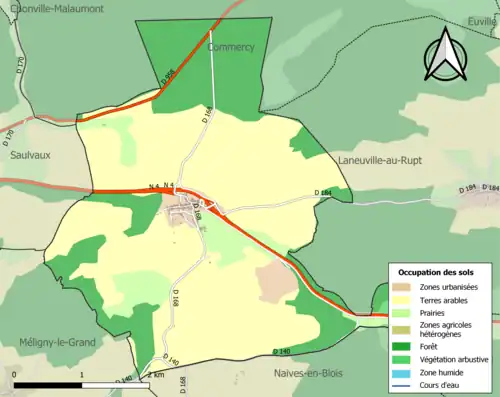 Carte en couleurs présentant l'occupation des sols.