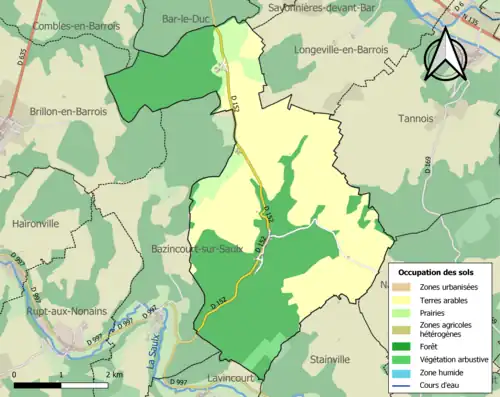 Carte en couleurs présentant l'occupation des sols.