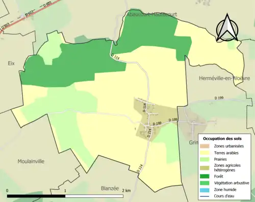 Carte en couleurs présentant l'occupation des sols.