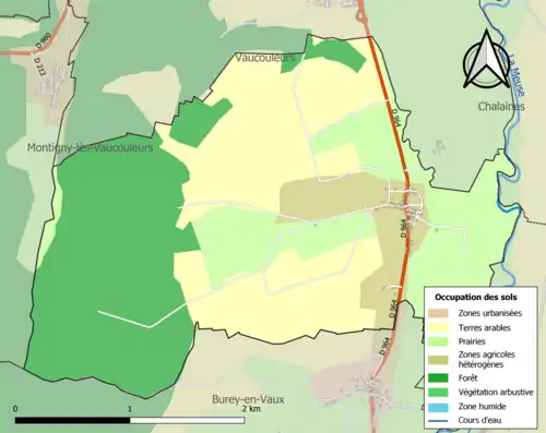 Carte en couleurs présentant l'occupation des sols.