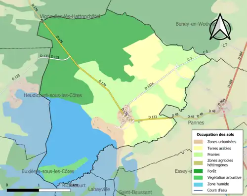 Carte en couleurs présentant l'occupation des sols.