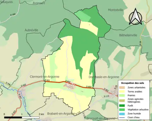 Carte en couleurs présentant l'occupation des sols.