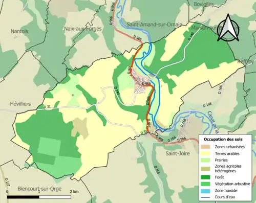 Carte en couleurs présentant l'occupation des sols.