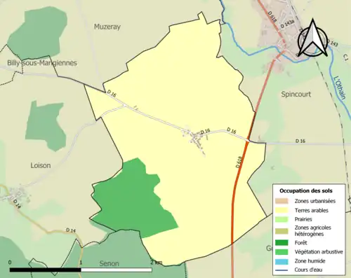 Carte en couleurs présentant l'occupation des sols.