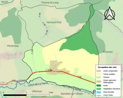 Carte en couleurs présentant l'occupation des sols.