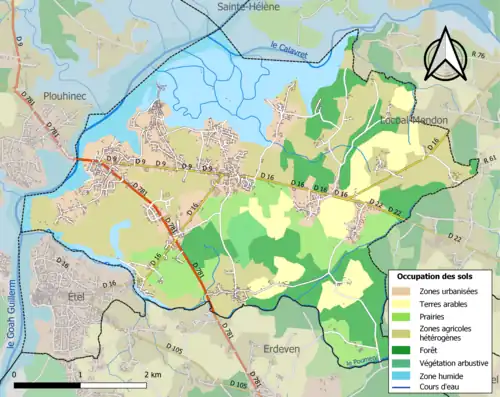 Carte en couleurs présentant l'occupation des sols.