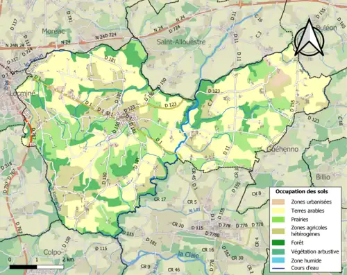 Carte en couleurs présentant l'occupation des sols.