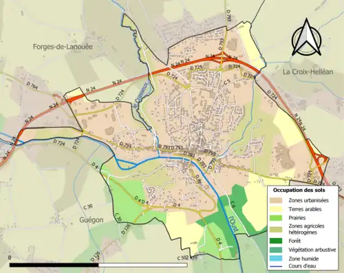 Carte en couleurs présentant l'occupation des sols.