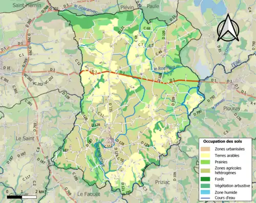 Carte en couleurs présentant l'occupation des sols.