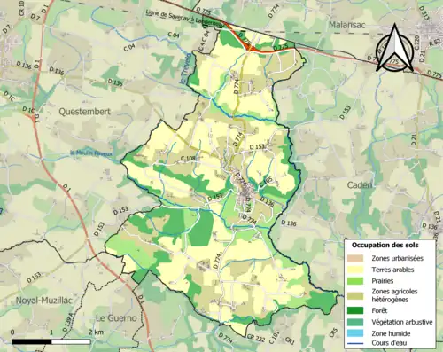 Carte en couleurs présentant l'occupation des sols.