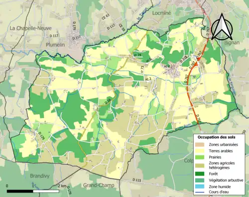Carte en couleurs présentant l'occupation des sols.