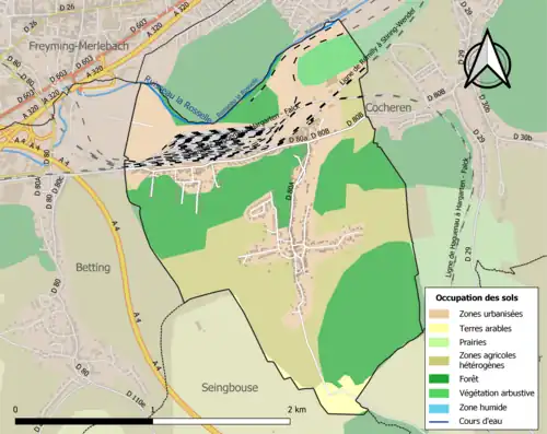 Carte en couleurs présentant l'occupation des sols.