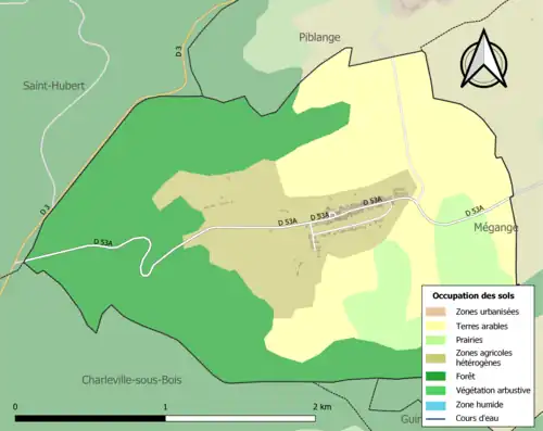 Carte en couleurs présentant l'occupation des sols.