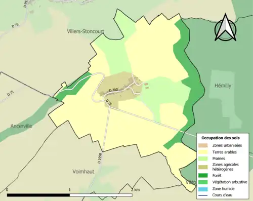 Carte en couleurs présentant l'occupation des sols.