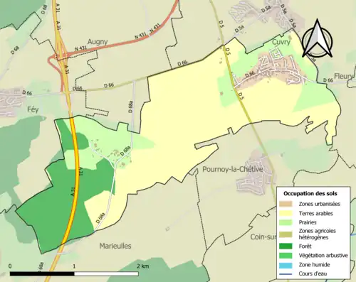 Carte en couleurs présentant l'occupation des sols.