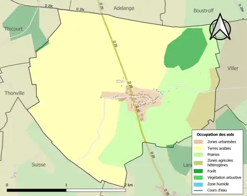 Carte en couleurs présentant l'occupation des sols.