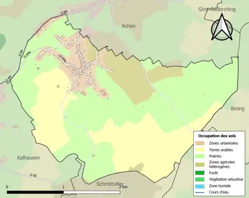 Carte en couleurs présentant l'occupation des sols.