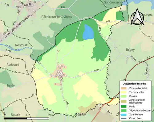 Carte en couleurs présentant l'occupation des sols.