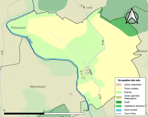 Carte en couleurs présentant l'occupation des sols.