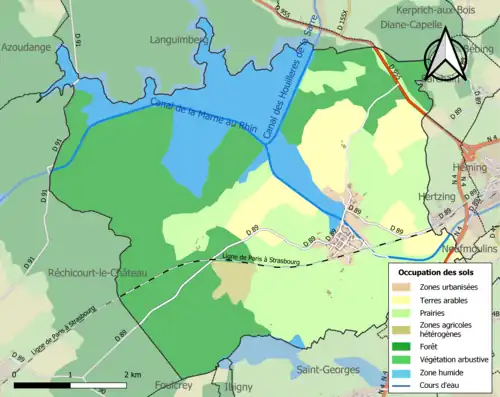 Carte en couleurs présentant l'occupation des sols.