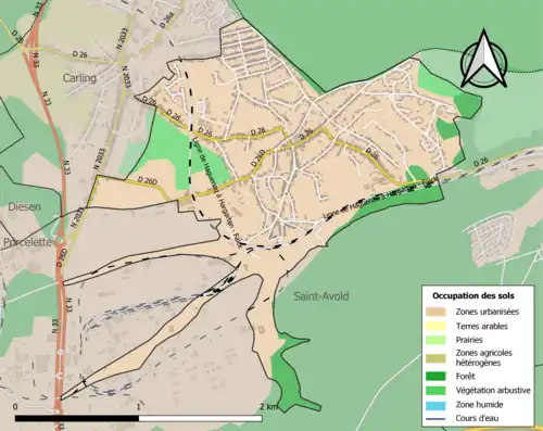 Carte en couleurs présentant l'occupation des sols.