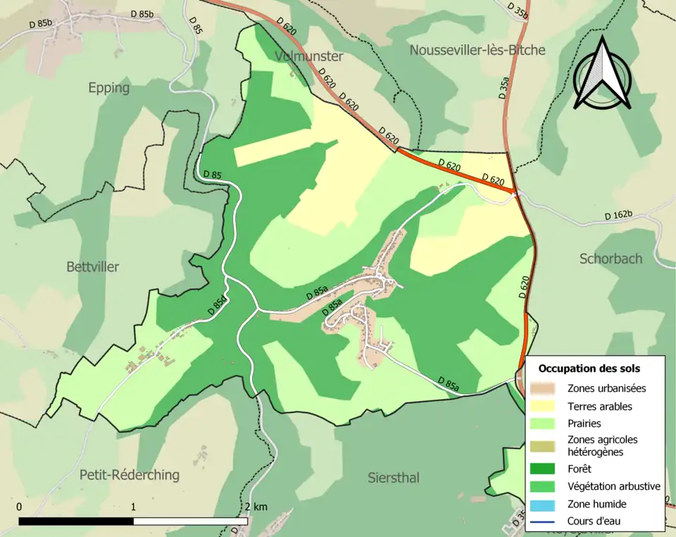 Carte en couleurs présentant l'occupation des sols.