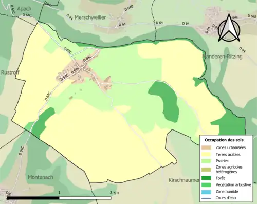 Carte en couleurs présentant l'occupation des sols.