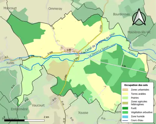 Carte en couleurs présentant l'occupation des sols.