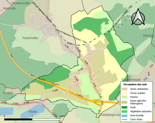 Carte en couleurs présentant l'occupation des sols.