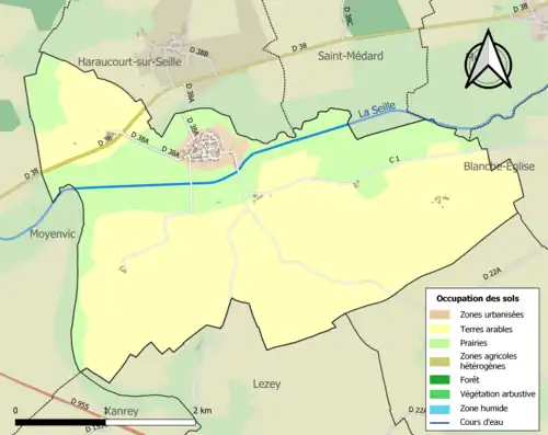 Carte en couleurs présentant l'occupation des sols.