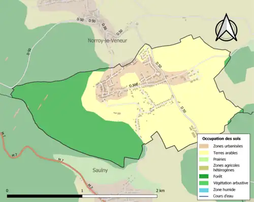 Carte en couleurs présentant l'occupation des sols.