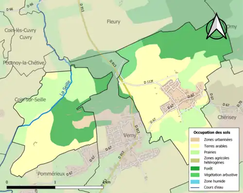 Carte en couleurs présentant l'occupation des sols.