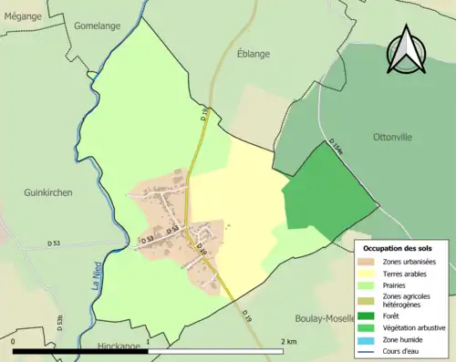 Carte en couleurs présentant l'occupation des sols.