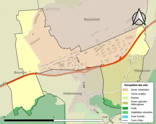 Carte en couleurs présentant l'occupation des sols.