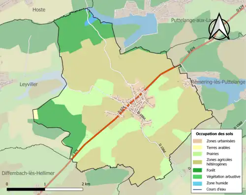 Carte en couleurs présentant l'occupation des sols.
