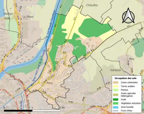 Carte en couleurs présentant l'occupation des sols.
