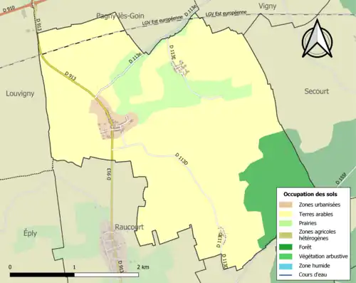 Carte en couleurs présentant l'occupation des sols.
