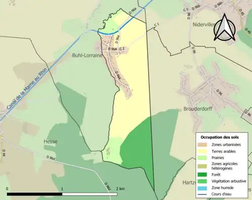 Carte en couleurs présentant l'occupation des sols.