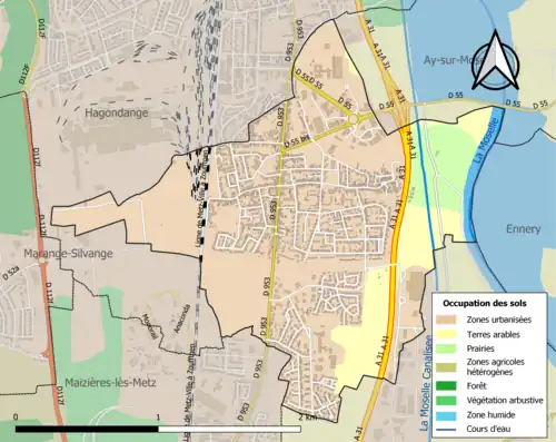 Carte en couleurs présentant l'occupation des sols.