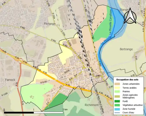 Carte en couleurs présentant l'occupation des sols.