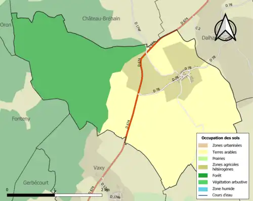Carte en couleurs présentant l'occupation des sols.