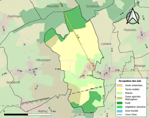 Carte en couleurs présentant l'occupation des sols.
