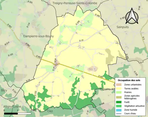 Carte en couleurs présentant l'occupation des sols.