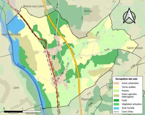Carte en couleurs présentant l'occupation des sols.
