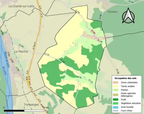 Carte en couleurs présentant l'occupation des sols.