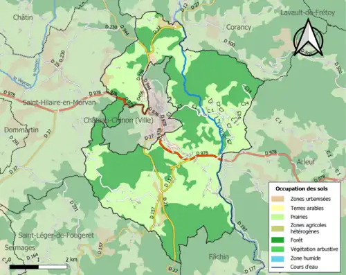 Carte en couleurs présentant l'occupation des sols.