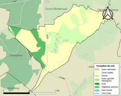 Carte en couleurs présentant l'occupation des sols.