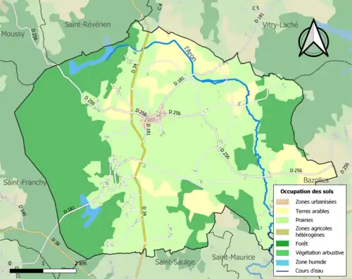 Carte en couleurs présentant l'occupation des sols.