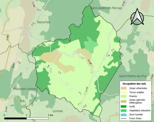 Carte en couleurs présentant l'occupation des sols.